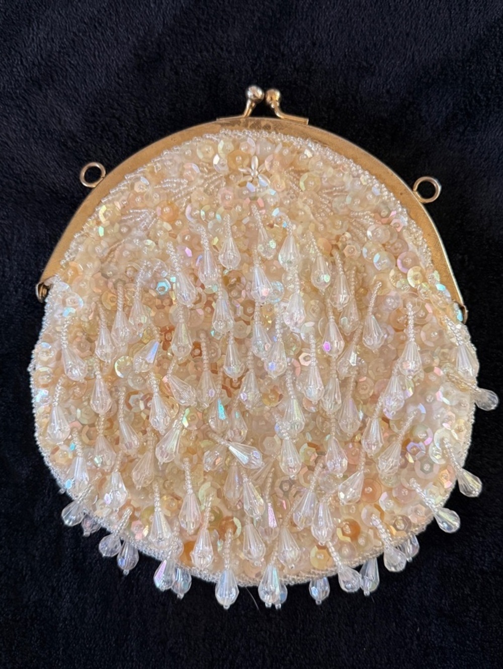 Vintage Iridescent Beaded Sequins Formal Evening Clutch Bag